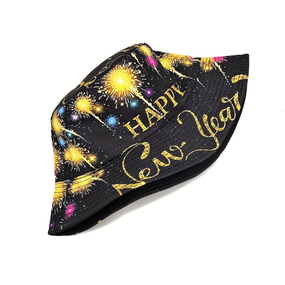 MIACAWOR Dual-Sided New Year's Bucket Hat, Lightweight & Stylish Fisherman Cap for Outdoor Parties