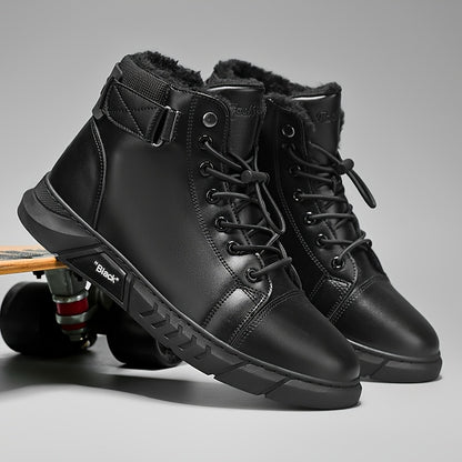 Men's Casual High-Top Hiking Boots with Warm Fleece Lining