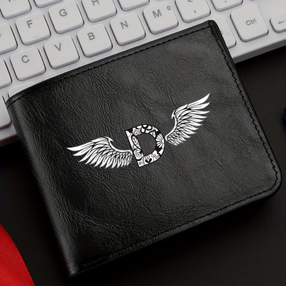 Wing Letter Print Faux Leather Wallet - Casual Fold Design with Credit Card Slots and Coin Purse, Perfect Valentine's Day Gift