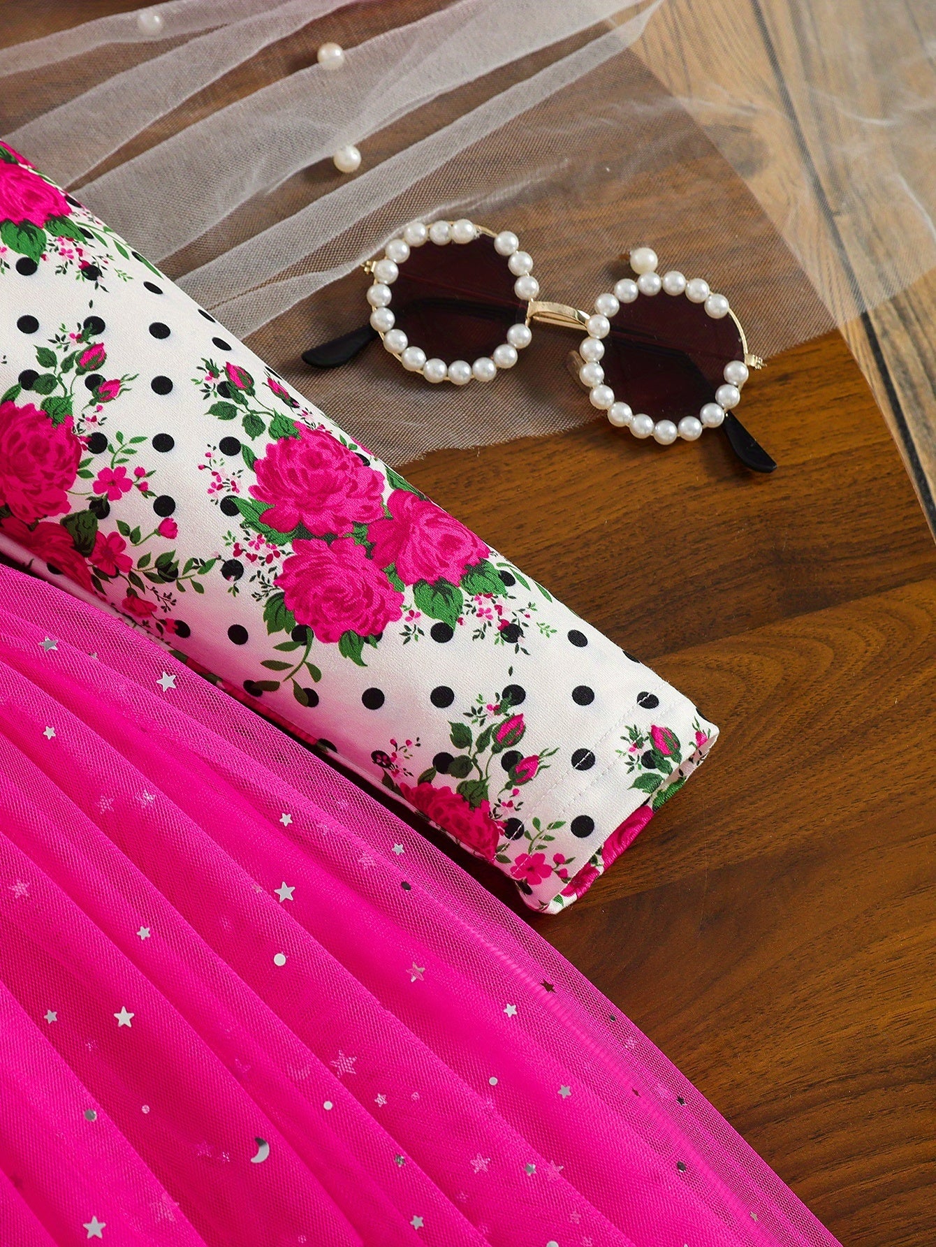 COVIVIKY Girls' Elegant Long Sleeve Party Dress with Puff Skirt & Sheer Panel - Knee-Length A-Line Wedding Prom Dress, Belted Waist Bow & Netting Trim, Hand Washable Winter Formal Gown for Girls (Age 4-12)