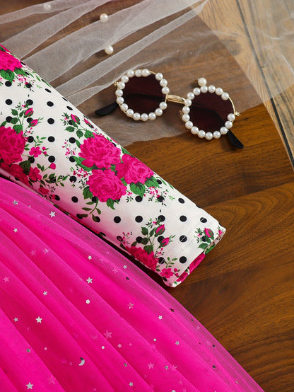 COVIVIKY Girls' Elegant Long Sleeve Party Dress with Puff Skirt & Sheer Panel - Knee-Length A-Line Wedding Prom Dress, Belted Waist Bow & Netting Trim, Hand Washable Winter Formal Gown for Girls (Age 4-12)