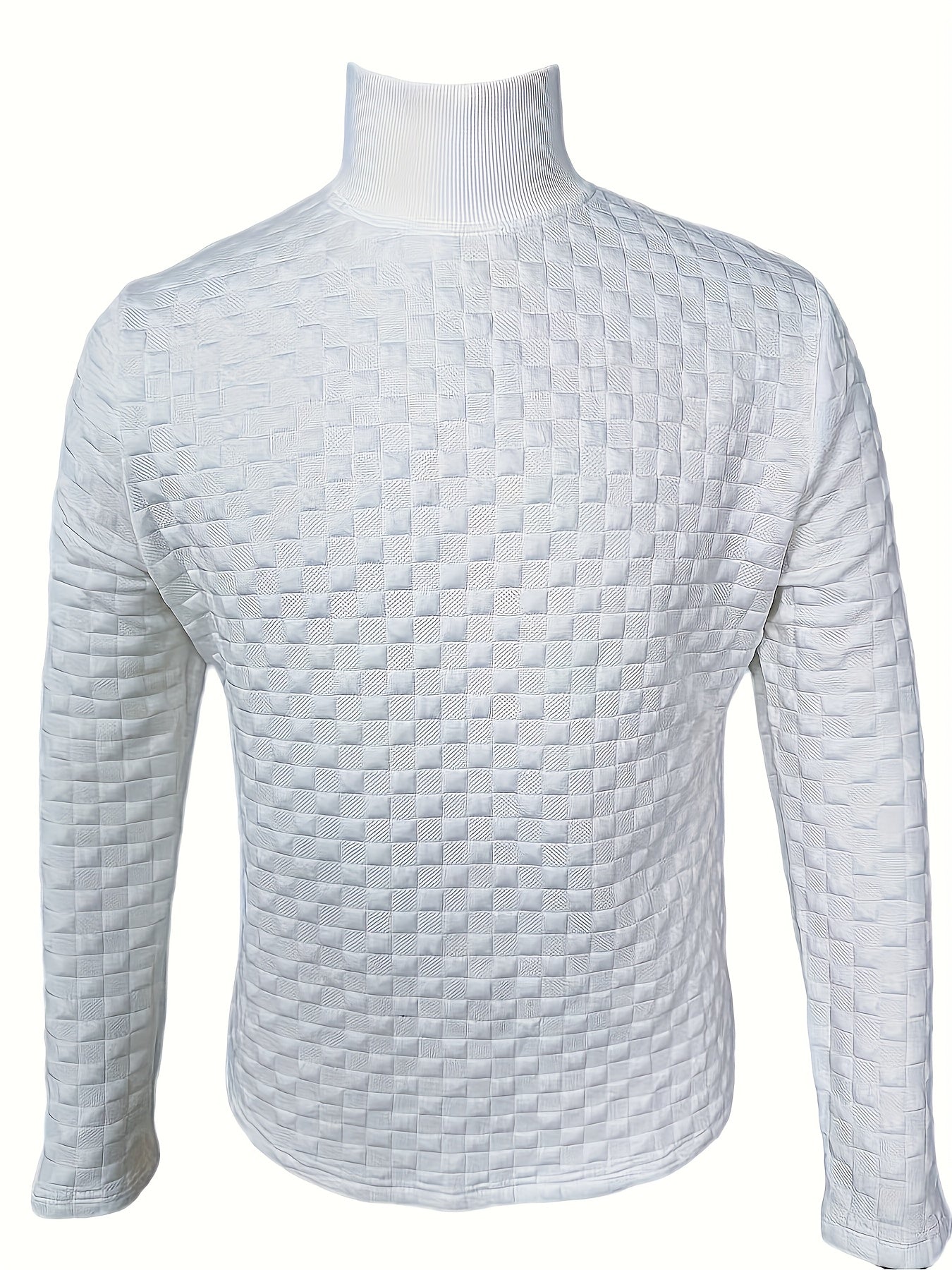 Men'S Thickened Three-Dimensional Square High-Neck Long-Sleeve Knit Sweater