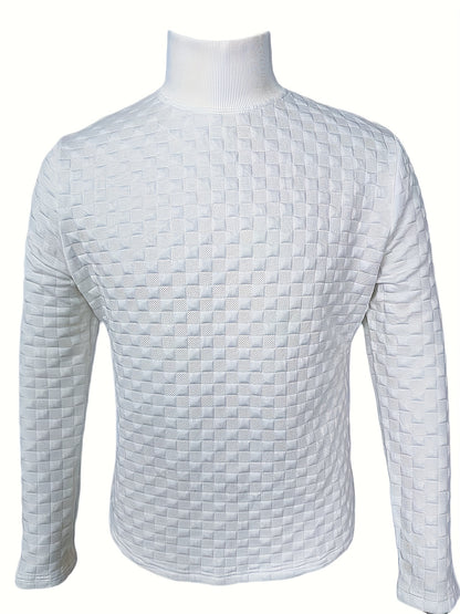 Men'S Thickened Three-Dimensional Square High-Neck Long-Sleeve Knit Sweater