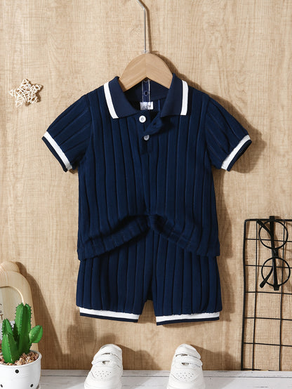Boys' Casual Polo Shirt and Shorts Set for Spring Summer