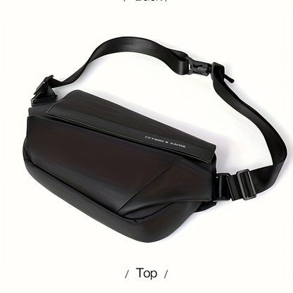 Men'S Sleek Black Crossbody Bag - Durable Oxford Material, Zippered Chest Bag with Adjustable Strap, Ideal for Commuting  Cycling, Trendy Shoulder Bag for Men, Cycling Bag Trendy Shoulder Bag Functional Design, Small Crossbo