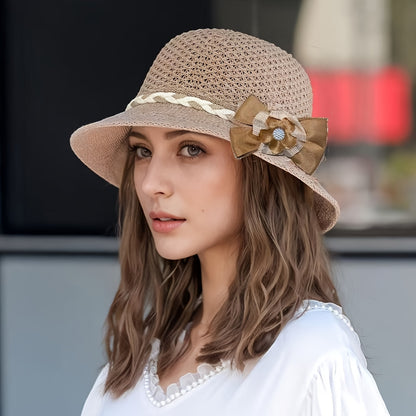 Elegant Women's Floral Breathable Polyester Bucket Hat for Summer