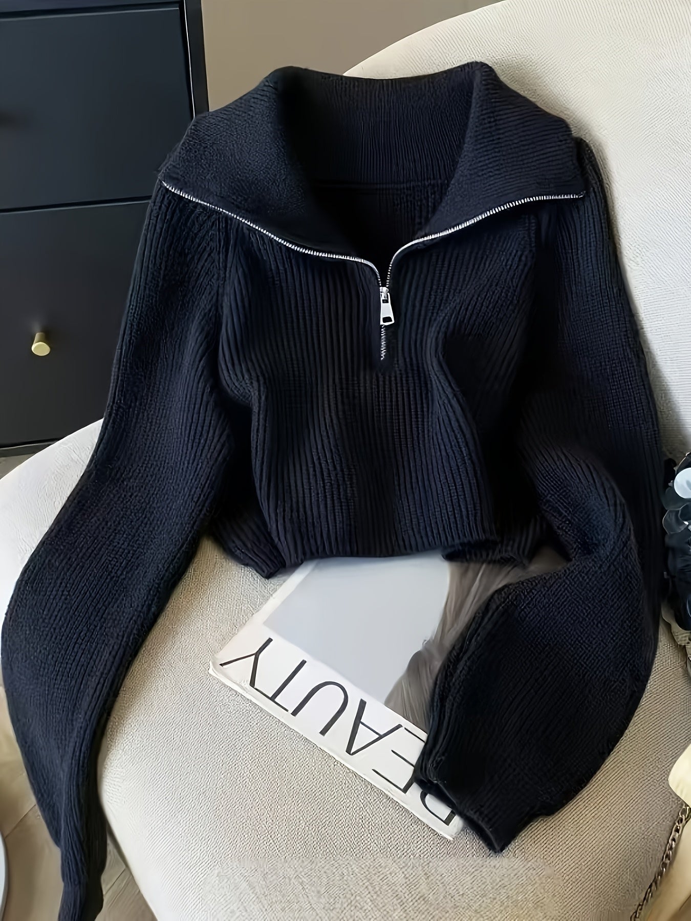 Women's Long Sleeve Half-Zip Pullover Top for Fall Winter