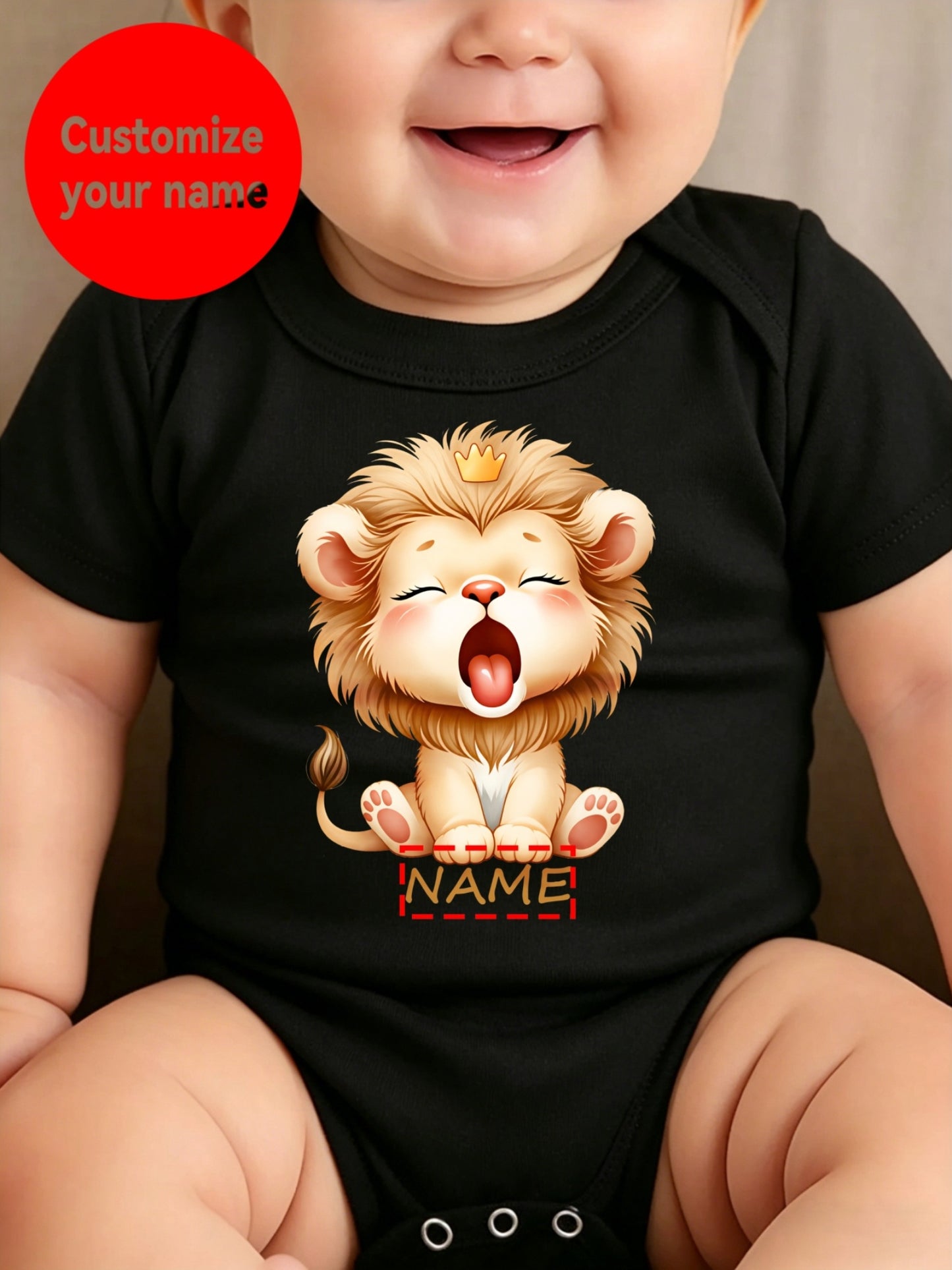 Baby Boy Cotton Jumpsuit with Lion Print, Summer Casual