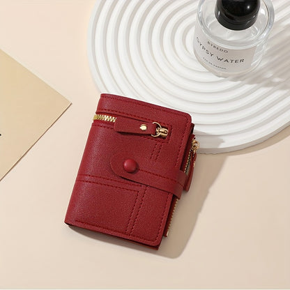 Women'S Stylish Short Wallet with Multiple Zippers, Large Capacity, Foldable, Multifunctional Mini Handbag, Multiple Card Slots for Credit Cards, ID, And Passport.