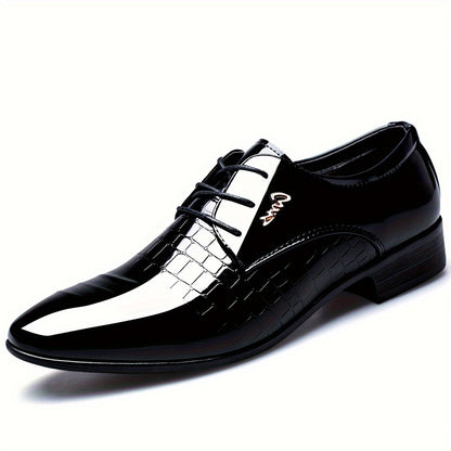 Men's Dress Shoes, British Style Elegant Lace-up Pointed Toe Loafers, Wedding Shoes, Gift for Men, Youth Formal Business Casual Shoes, Black - ayq