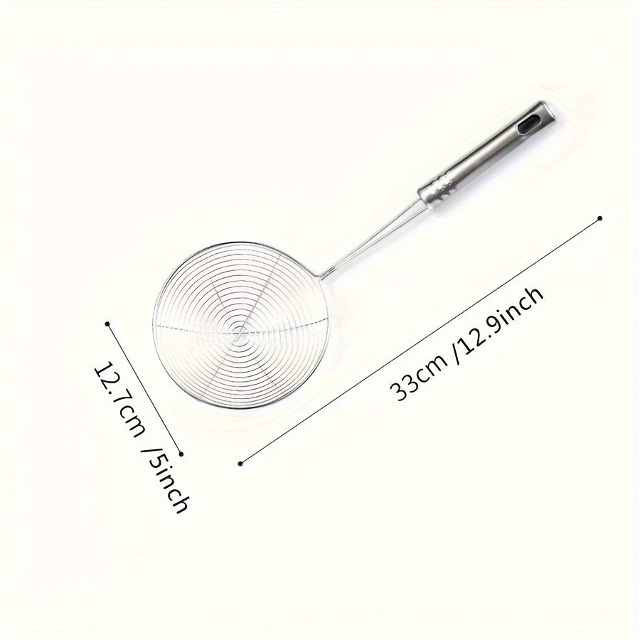 Stainless Steel Strainer Ladle with Handle - Durable Wire Skimmer Spoon for Cooking, Frying & Kitchen Use