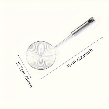 Stainless Steel Strainer Ladle with Handle - Durable Wire Skimmer Spoon for Cooking, Frying & Kitchen Use