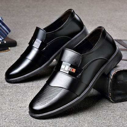 Men's Black PU Loafers British Style Slip-On Dress Shoes