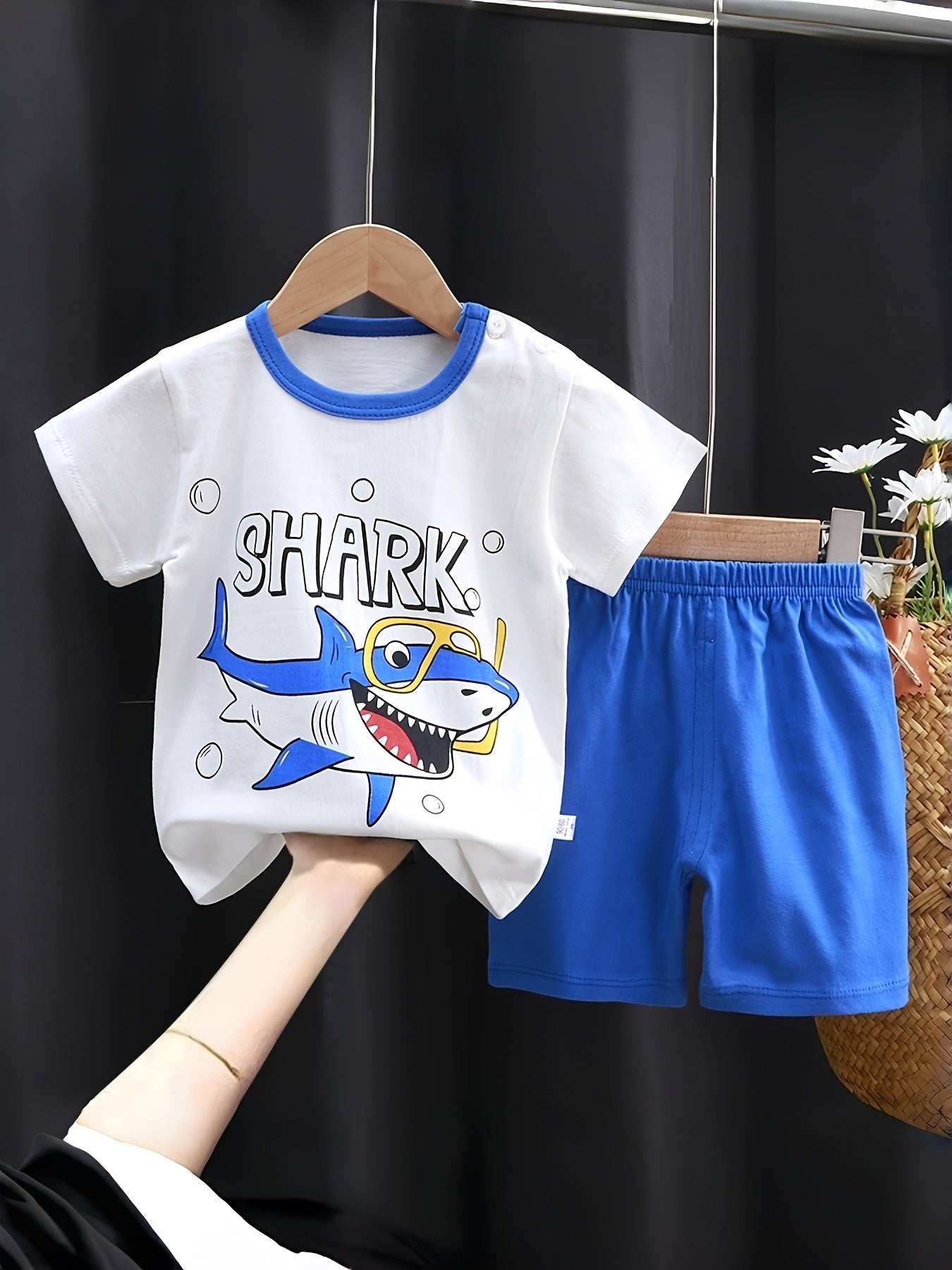 Boys' Casual Summer Cotton Set with Shark Print
