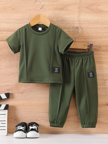 Summer Boys' Casual T-Shirt & Pants Set 0-3 Years Polyester - ayq