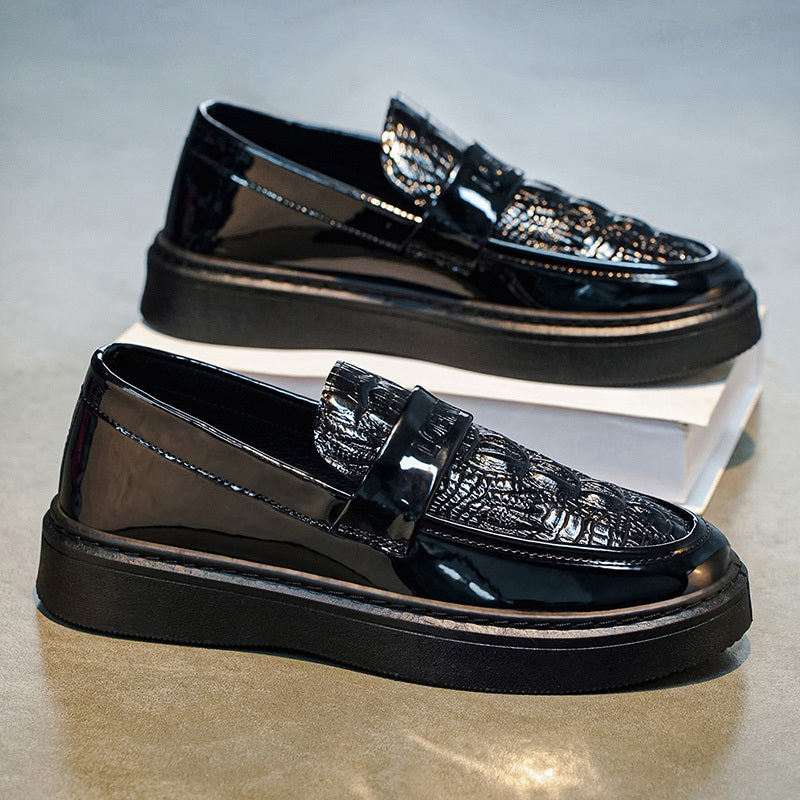 Men's Glossy Black British-Style Business Casual Shoes