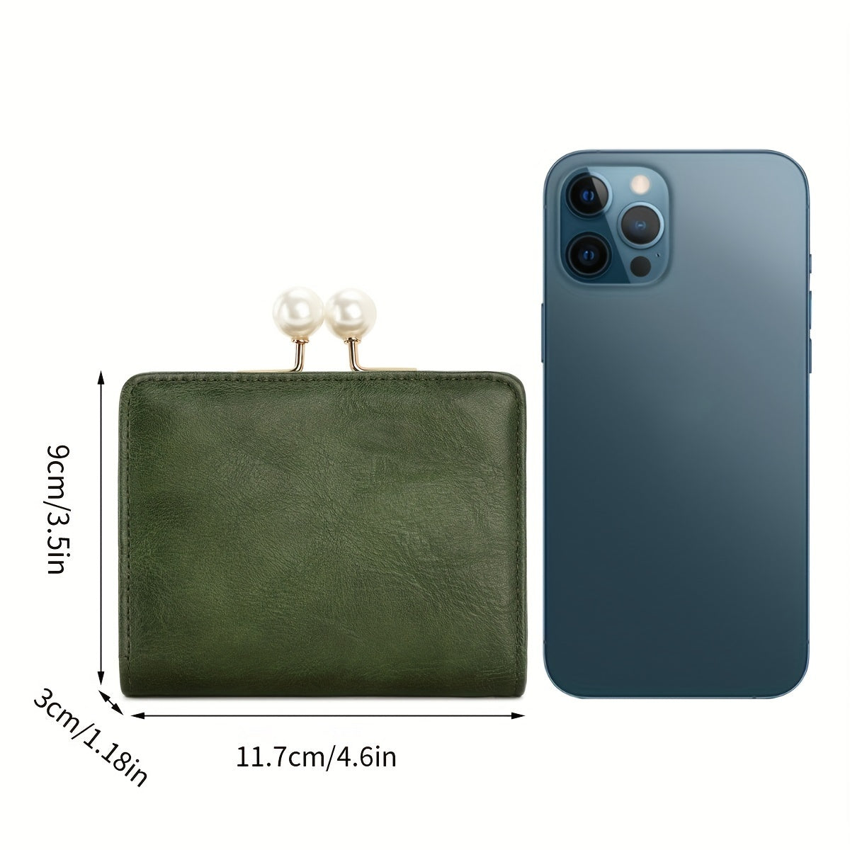 Women's Wallet Short Compact Three Layer LargeCapacity Retro Pearl Wallet High Quality PU Multi Card Seat/Coin ZeroWallet