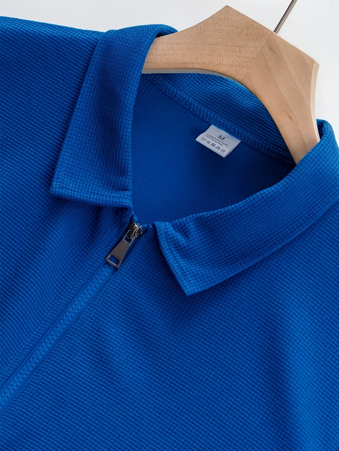 Men's Spring/Fall Sporty Lapel Waffle Knit Zip Jacket