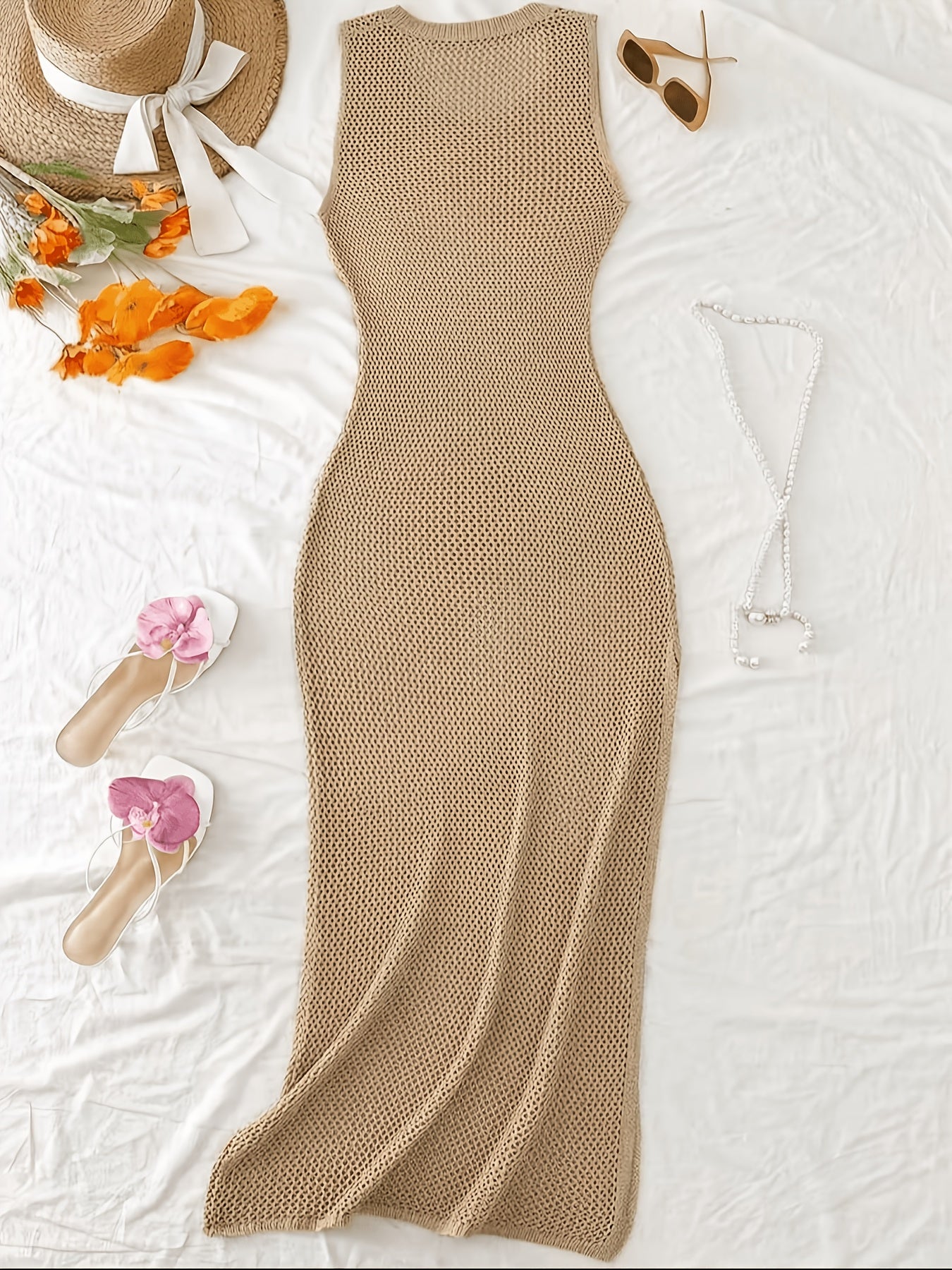 Women's Casual Long Knit Sweater Dress with Side Slit