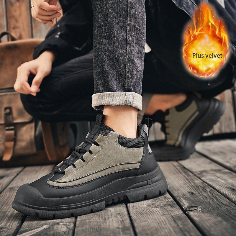 Men's Winter Casual Soft-Soled Lace-Up Shoes, Korean Style