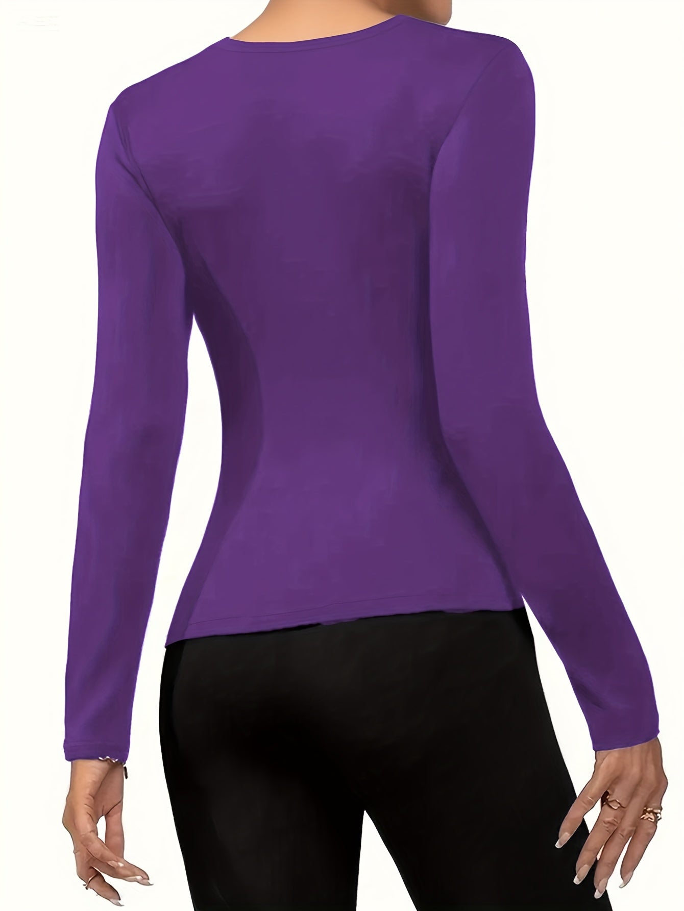 Women'S V-Neck Long Sleeve Top - Elegant Maroon Blouse with Fire Design, Stretchy Fabric for Fall/Winter, Office, Party, Everyday Outfits - Women'S Fashion Clothing, Ladies Tops And Blouses, Party Attire, Office Wear, Stylish