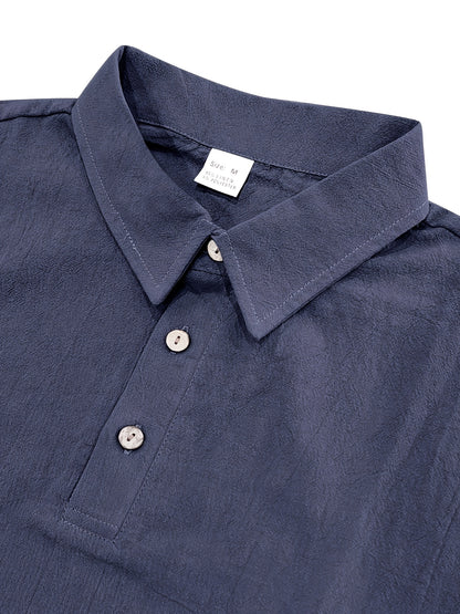 Essential for a Cool Summer! Men's Linen Shirt & Shorts Set, Comfortable Casual Outing Choice - Simple Beach Vacation Style Solid Color Linen