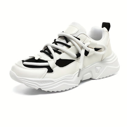 Men's Breathable Sneakers in White - Casual  Sporty Lace-Up Running Shoes with EVA Sole
