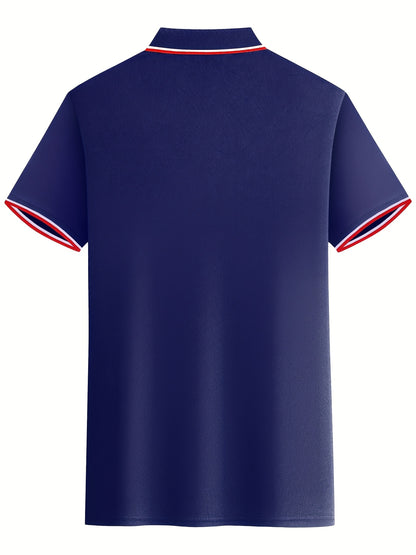 Men'S Comfortable POLO Shirt | Classic Button-Up Lapel Collar, Casual Style, Short Sleeve, Solid Color - ayq