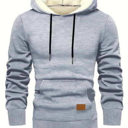 Men'S Heavyweight Hoodie - Thermal Pullover Sweatshirt with Hood, Non-Stretch Fabric, Front Zipper Closure - Winter Warmth for Everyday & Formal Outfits - Black/Gray, Winter Hoodie, Casual Wear, Cozy Clothing, Fleece Lined Ho