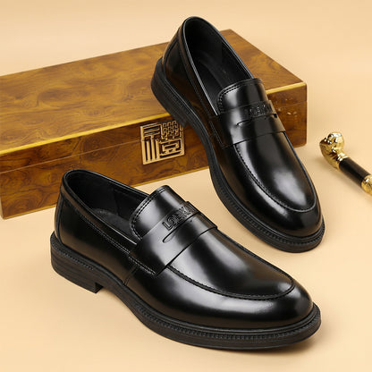 Men's Black Round Toe Loafers - Breathable Soft Sole, All-Season