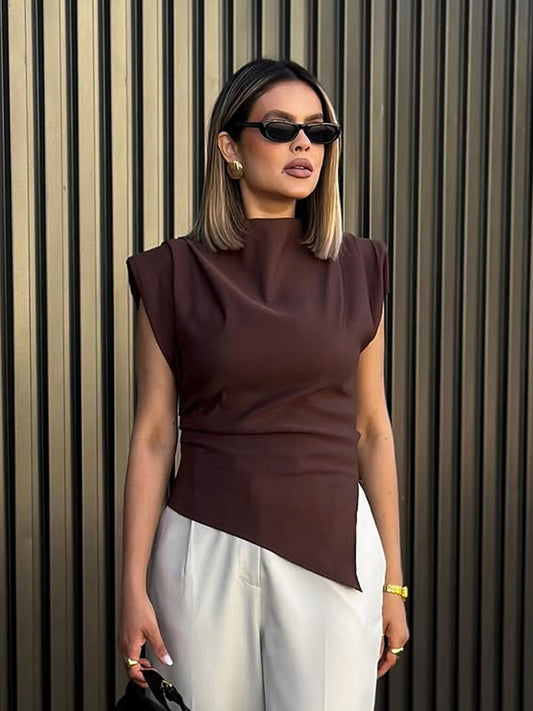 Women's Sleeveless Casual Crew Neck Top for Spring and Summer
