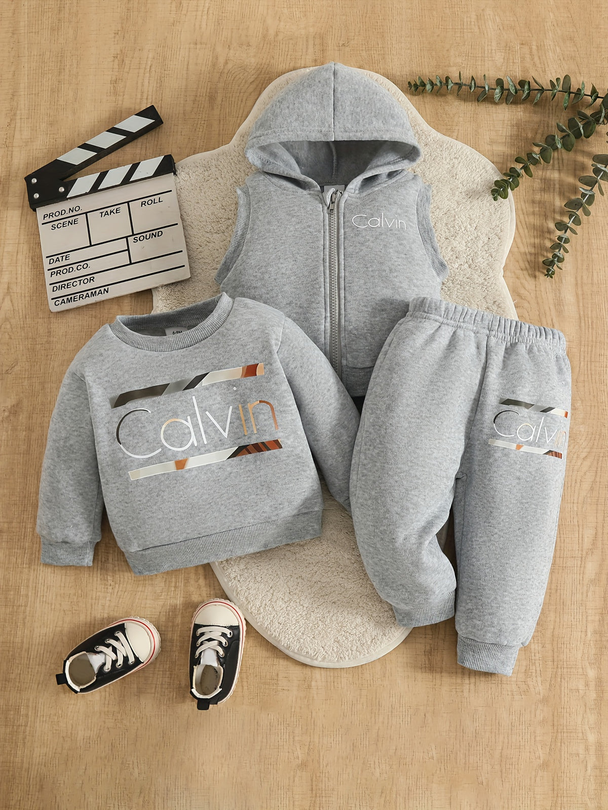 3-Piece Baby Boys Fall Winter Outfit Set with Pullover & Pants