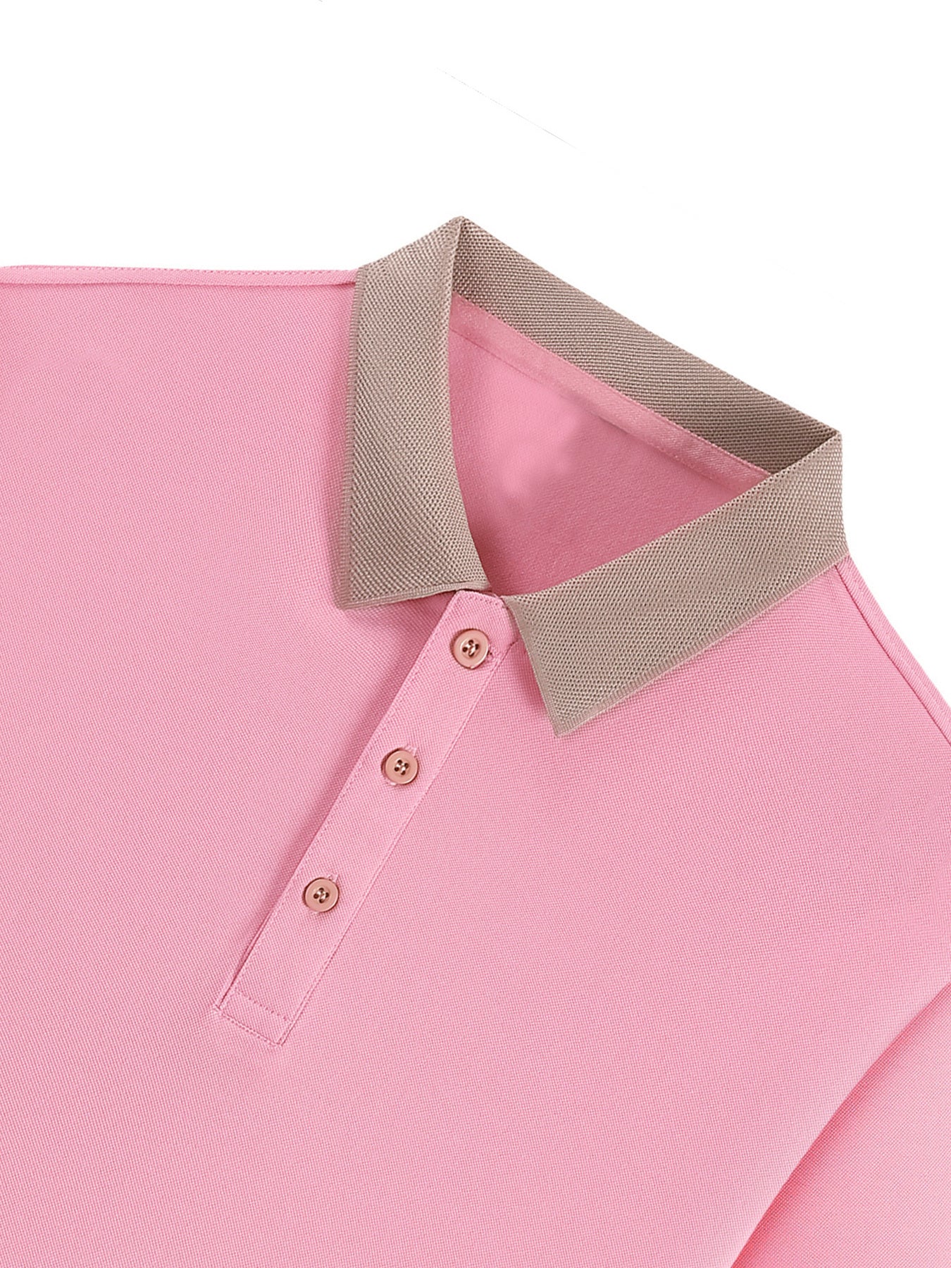 Men's Shirt - Light Pink and Beige Collar Golf and Tennis Shirt, Front Button Grid, Used for Formal Leisure Activities - L112-26, Sportswear, Button Grid, High Quality Fabric, Fashionable Top, Sports Enthusiasts, Perfect Gift - ayq
