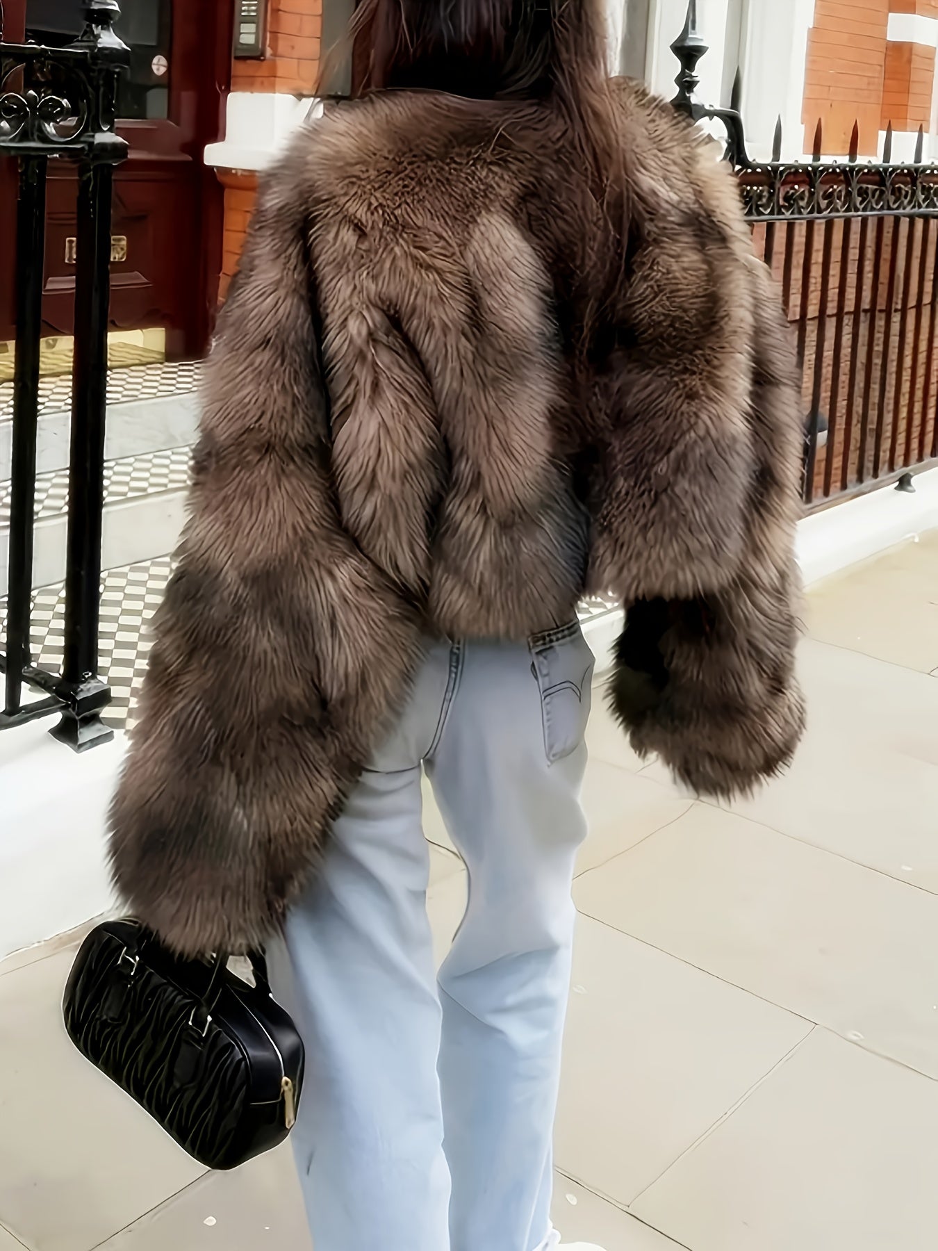 Women's Elegant Fur Coat - Winter Warm Full-Length Outerwear with Plush Lining, Hand Washable Luxury Fur Jacket for Casual & Formal Events, Solid Color Coat for Fall/Winter (No-Stretch Fabric, Faux Fur, Beige/Brown/Black/Whit