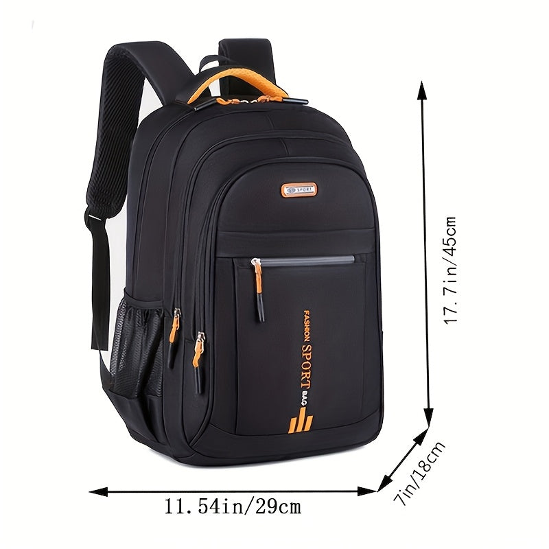 Unisex Large Capacity Travel Backpack - Durable Nylon Laptop Bag with Multiple Compartments, Business  Casual Style, Black with Green Accents, 60.96cm x 40.64cm x 8, Backpack for Travel