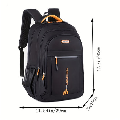 Unisex Large Capacity Travel Backpack - Durable Nylon Laptop Bag with Multiple Compartments, Business  Casual Style, Black with Green Accents, 60.96cm x 40.64cm x 8, Backpack for Travel