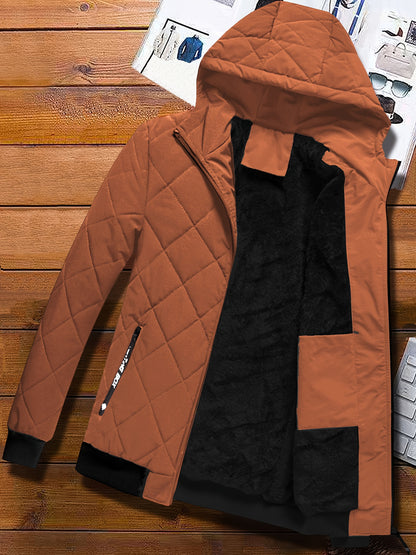 Men's Hooded Fleece-Lined Winter Jacket Casual Coat