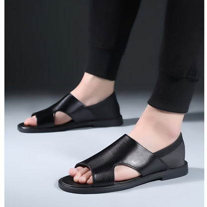Men's Minimalist PU Sandals with Soft Rubber Sole, All-Season
