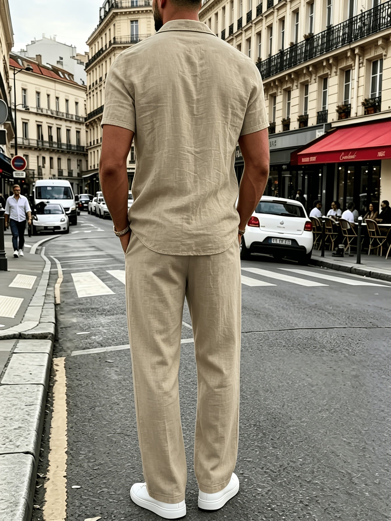 Men's Casual Linen Shirt and Pants Set for Summer Comfort