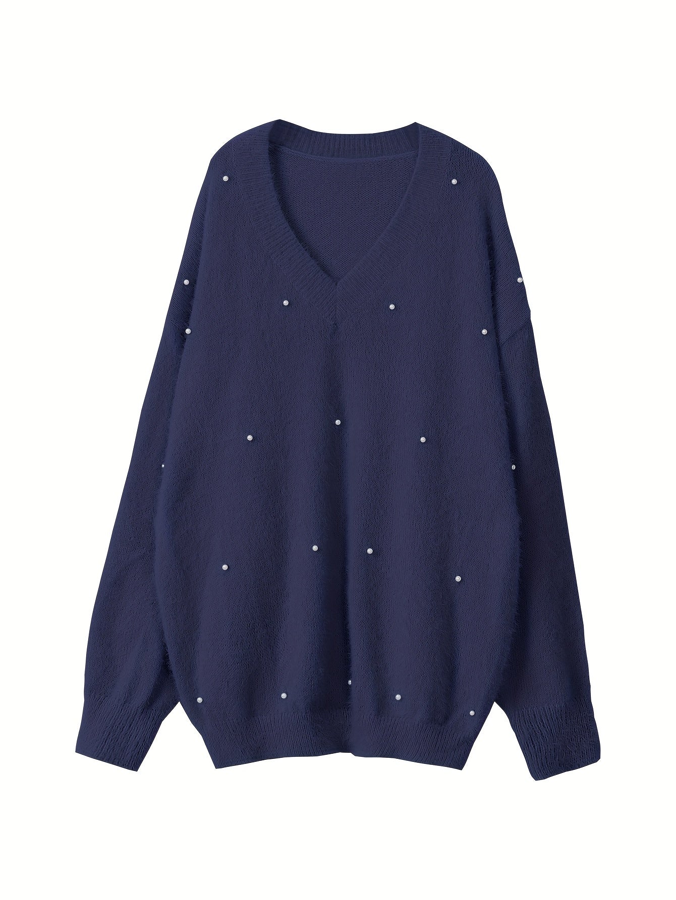 Plus Size - Women'S Cozy Yellow V-Neck Sweater with Pearl Buttons & Fleece-Lined Cuffs - Asymmetrical Hem, Geometric Pattern, Casual Winter Pullover for Casual Attire, Winter Apparel | Vneck Sweater | Pearl Button Details, Sw