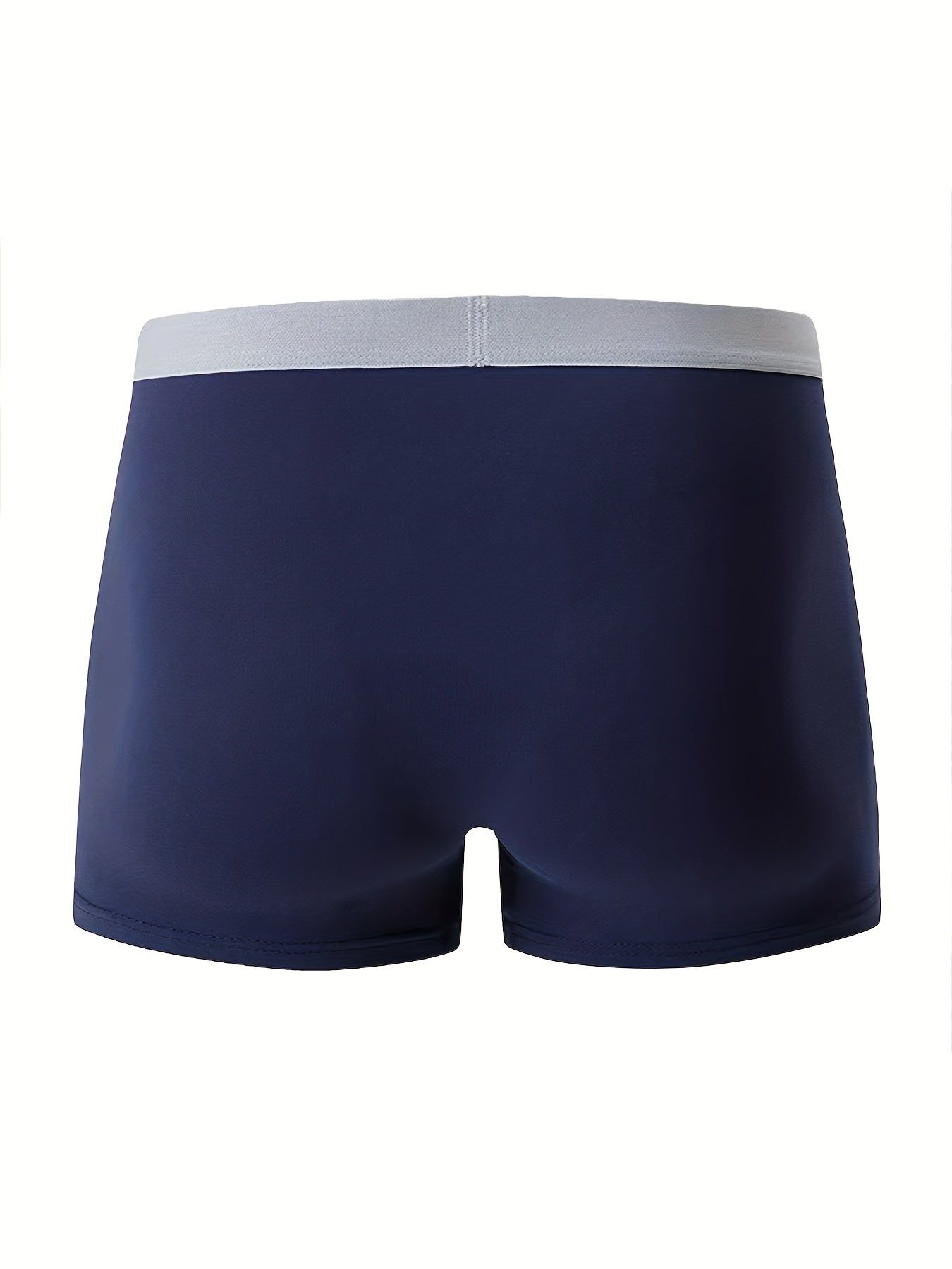 Men's Solid Color Letter Print Boxer Briefs with Stretch Waistband