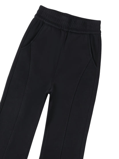 Girls' High-Waist Fleece Lined Flare Pants with Pockets