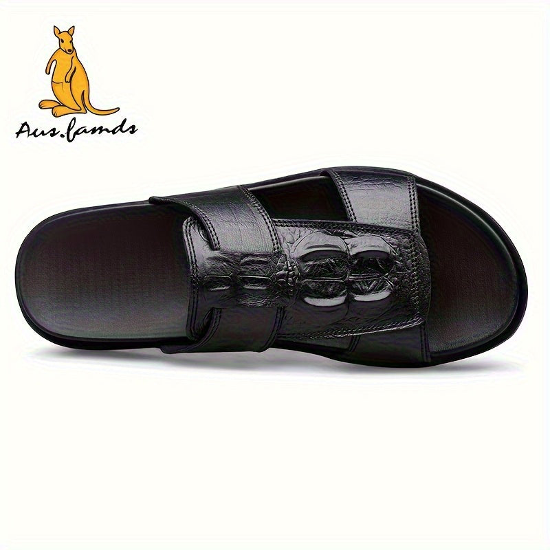 Men's Casual Cow Leather Slide Sandals - All-Season Comfort