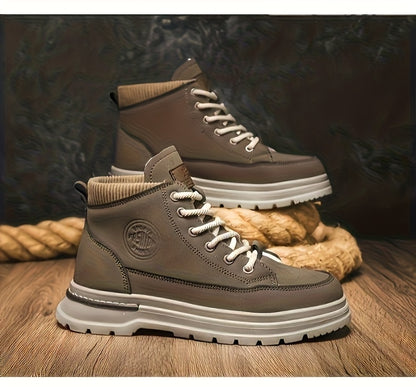 Men's Snow Boots with Lining, Thickened Outdoor Hiking Boots, Trendy Versatile Work Boots, British Short Boots