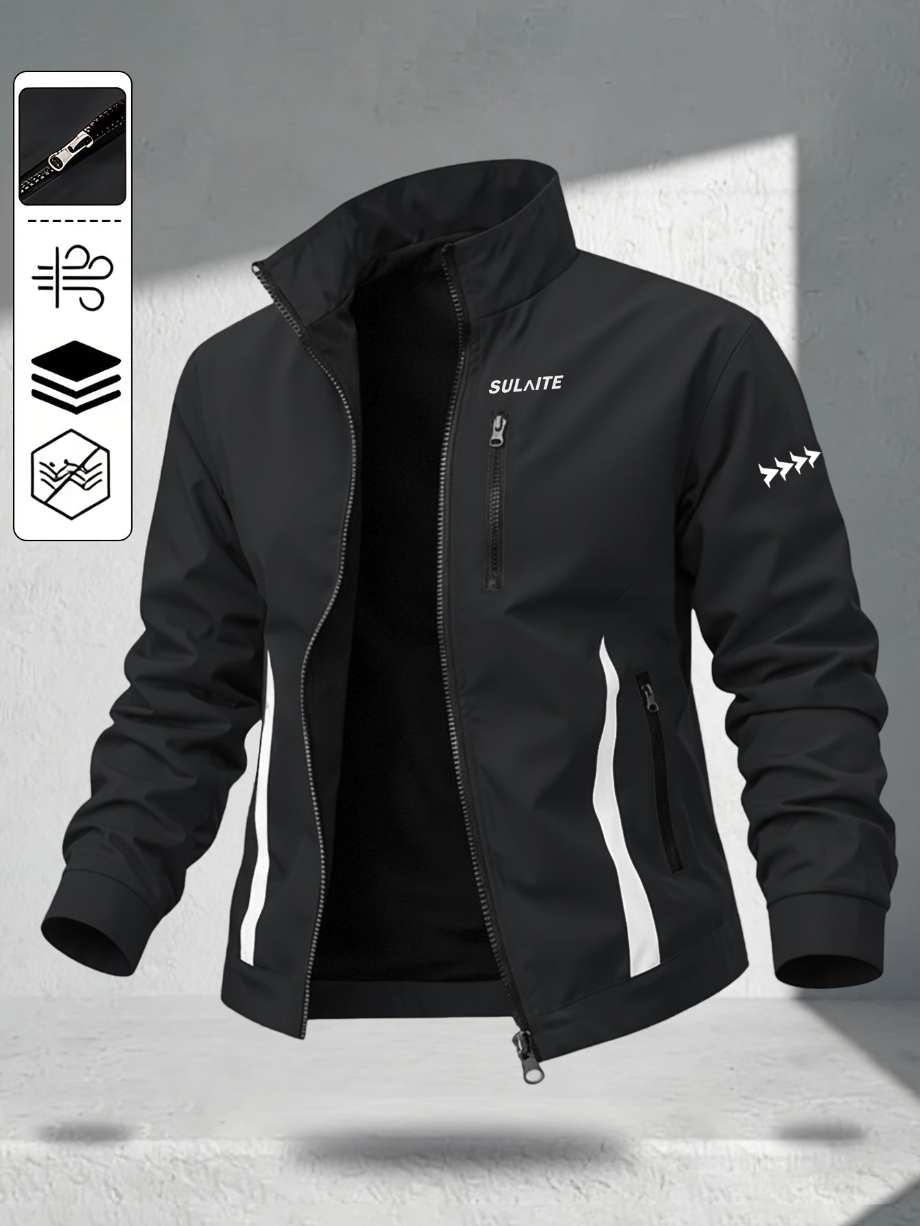 Men's Vintage Casual Bomber Jacket Stand Collar Windproof Coat