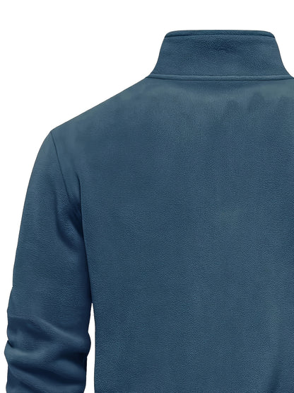 Men'S Heavyweight Full-Zip Hoodie - Thermal Winter Jacket with Zipper Closure, Stand Collar, Long Sleeve Cold Weather Coat for Skiing, Commuting - Thick Insulated Outerwear (Solid Color) - Easy-Care Zipper Front Closure, Wint