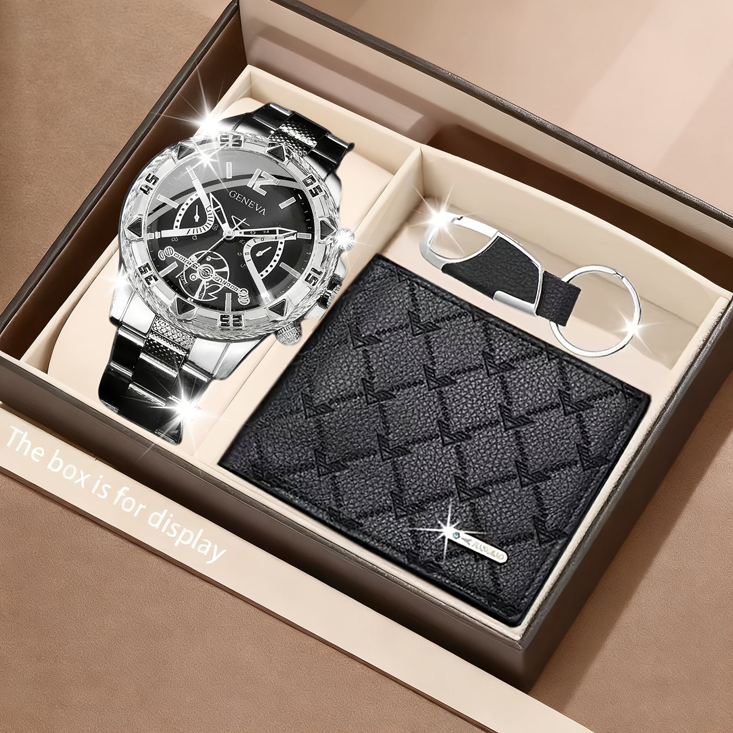 A Set of 3 Luxury Men'S Fashion Casual Business Watches, Wallet, And Keychain, Perfect As a Birthday, Anniversary, Or Holiday Gift for Him, Including Christmas Presents for Men
