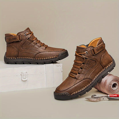 Men's High-Top Casual Lace-Up Sneakers with Rubber Sole