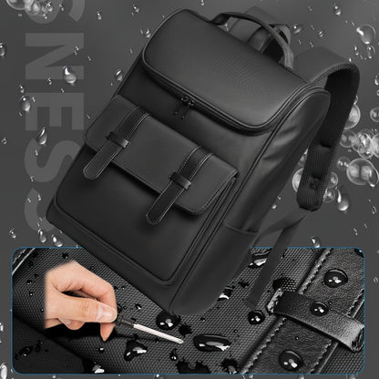 Men'S Stylish Large Capacity Commuter Backpack - Black Oxford Fabric, Durable with Multiple Compartments and Adjustable Straps, Ideal for Office, Student, University, School, Travel, Commute, Travel Backpack   Casual Style Ba