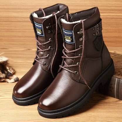 Men's Fleece-Lined High-Top Winter Boots Warm Outdoor Shoes